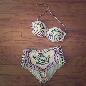 👙🌸☀️Multi color high waist 2-piece swimsuit